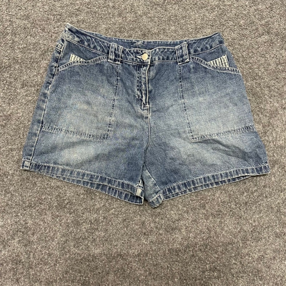 Sonoma Denim Shorts Womens Size 14 Blue Cotton Mid Rise Utility Patch Pockets